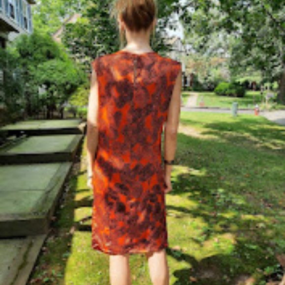 Size 38 Yves Saint Laurent 2011 Silk charmeuse dress, orange, black - Picture 5 of 7